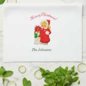 Vintages Mädchen mit sonniger Weihnachtsküche Hand Geschirrtuch (Gefaltet)