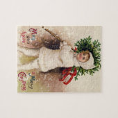 Vintages Mädchen mit Weihnachtsbaum, Ellen Clapsad Puzzle (Horizontal)