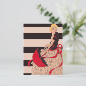 Vintages Mädchen Postkarte (Stehend Vorderseite)