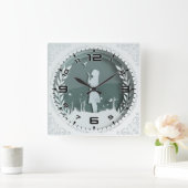 Vintages Mädchen Quadratische Wanduhr (Zuhause)