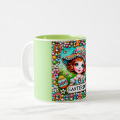 VINTAGES MÄDCHEN~ Sehr süß Zweifarbige Tasse (Vorderseite Links)