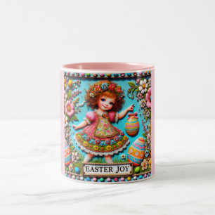 VINTAGES MÄDCHEN~ Sehr süß Zweifarbige Tasse