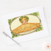 Vintages Mädchen Überraschung Pop oben Weihnachtsk Rechteckiger Aufkleber (Umschlag)