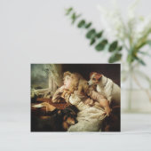 Vintages Mädchen und zwei Hunde Postkarte (Stehend Vorderseite)