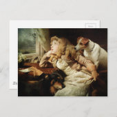 Vintages Mädchen und zwei Hunde Postkarte (Vorne/Hinten)