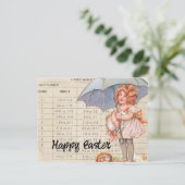 Vintages Mädchen zu Ostern Postkarte (Stehend Vorderseite)