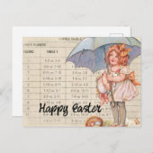 Vintages Mädchen zu Ostern Postkarte (Vorne/Hinten)