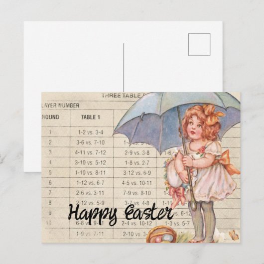 Vintages Mädchen zu Ostern Postkarte (Vorne/Hinten)
