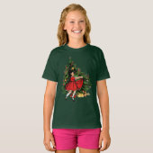 Vintages Mädchentanz unter Weihnachtsbaum T-Shirt (Vorne ganz)