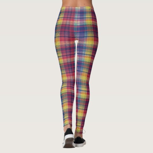 Vintages Madras Kariertes Muster Leggings (Rückseite)