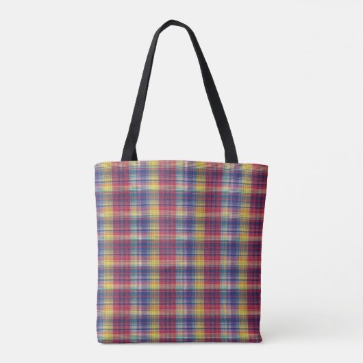 Vintages Madras Kariertes Muster Tasche (Rückseite)