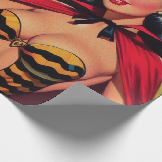 Vintages Magier-Button auf Geschenkpapier (Ecke)