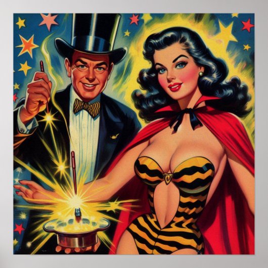 Vintages Magier-Button auf Poster (Vorne)