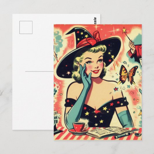 Vintages Magier-Button auf Postkarte (Vorne/Hinten)