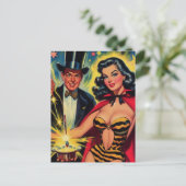 Vintages Magier-Button auf Postkarte (Stehend Vorderseite)