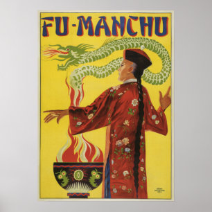 Vintages magisches Plakat, Magier Fu-Manchu Poster