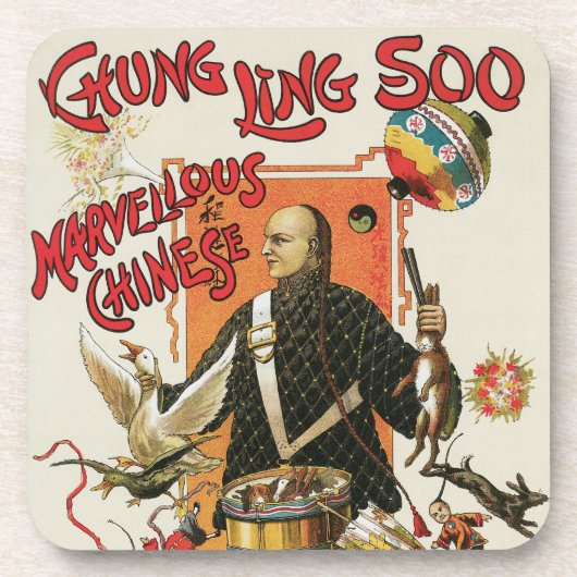 Vintages Magisches Poster, Magier Chung Ling Soo Getränkeuntersetzer (Vorderseite)