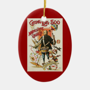 Vintages Magisches Poster, Magier Chung Ling Soo Keramik Ornament