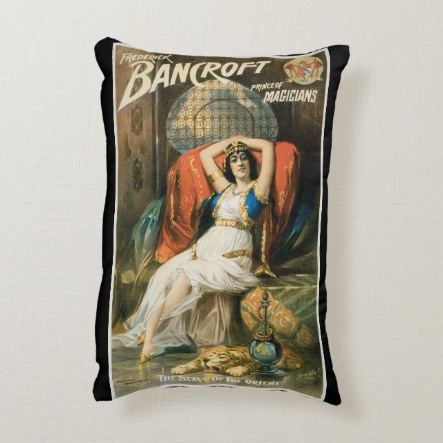 Vintages Magisches Poster, Magier Frederick Bancro Dekokissen (Rückseite(Vertikal))