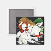 Vintages Magnet für Snow Kids (Vorderseite/Rückseite)