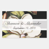 Vintages Magnolia auf schwarzen Stickern Rechteckiger Aufkleber (Vorderseite)