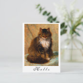 Vintages Maine Coon Cat Painted Portrait Postkarte (Stehend Vorderseite)