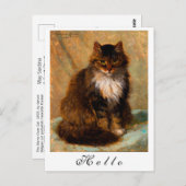 Vintages Maine Coon Cat Painted Portrait Postkarte (Vorne/Hinten)