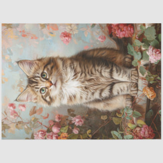 Vintages Maine Coon Kitten Malerdekoupage Seidenpapier