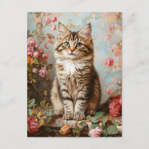 Vintages Maine Coon Kitten Painting Postkarte