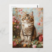 Vintages Maine Coon Kitten Painting Postkarte (Vorne/Hinten)