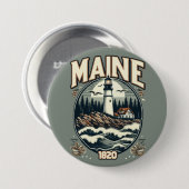 Vintages Maine-Leuchtturm Button (Vorne & Hinten)