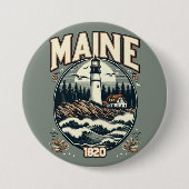 Vintages Maine-Leuchtturm Button (Vorderseite)
