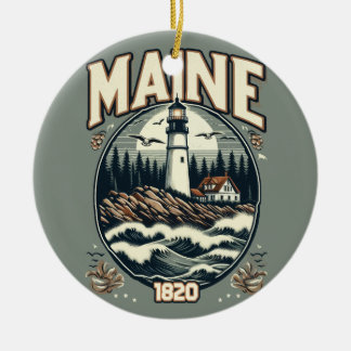 Vintages Maine-Leuchtturm Keramik Ornament