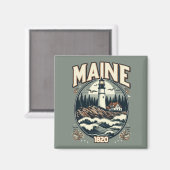 Vintages Maine-Leuchtturm Magnet (Vorderseite/Rückseite)