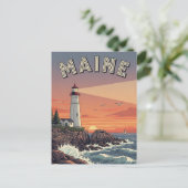 Vintages Maine Lighthouse Postkarte (Stehend Vorderseite)