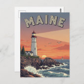 Vintages Maine Lighthouse Postkarte (Vorne/Hinten)