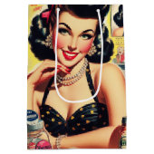 Vintages Make-up-Button Mittlere Geschenktüte (Rückseite)