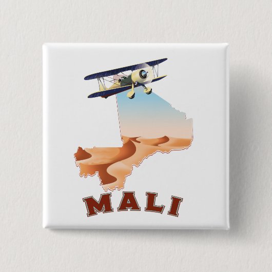 Vintages Mali Map Reiseplakat Button (Vorderseite)