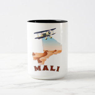 Vintages Mali Map Reiseplakat Zweifarbige Tasse