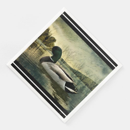 Vintages Mallard Duck gewittertes Postkartenpapier Serviette (Ecke)