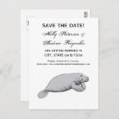 Vintages Manatee Zeichnend Ankündigungspostkarte (Vorne/Hinten)