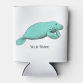 Vintages Manatee Zeichnend Aqua Dosenkühler (Vorderseite)