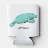 Vintages Manatee Zeichnend Aqua Dosenkühler (Rückseite)