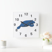 Vintages Manatee Zeichnend Blau Quadratische Wanduhr (Zuhause)