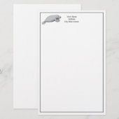 Vintages Manatee Zeichnend Briefpapier (Vorne/Hinten)