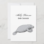 Vintages Manatee Zeichnend Einladung (Vorderseite)