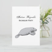 Vintages Manatee Zeichnend Einladung (Stehend Vorderseite)