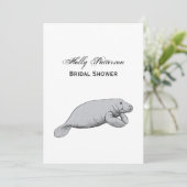 Vintages Manatee Zeichnend Einladung (Stehend Vorderseite)