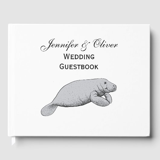 Vintages Manatee Zeichnend Gästebuch (Vorderseite)