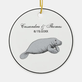 Vintages Manatee Zeichnend Keramikornament